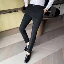 ローモン メンズビジネスパンツ【黒・薄手・スリムフィット・ストレートシルエット・フリースライニング】