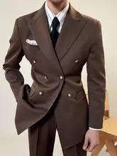 ツーボタンデザインのビジネスカジュアル用スーツジャケット【秋冬用・フラップ付き・ダブルブレスト】（セットアップ対応）