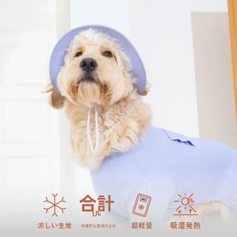 ペット用夏季ファッション漁師帽：日よけ・耳露出対応の涼感素材が実用性を実証