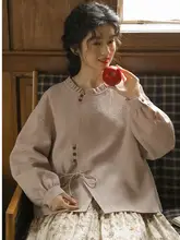 藕粉色のテキスタイルデザイン 短丈ジャケット【春用・ゆったりシルエット】