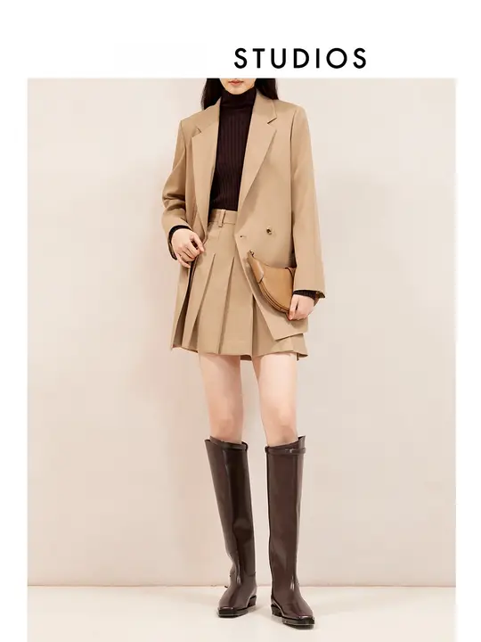 ウール調ジャケット【女性用・小柄専用・プリーツスカート・秋冬向け】（セットアップ対応）