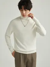 高級感あるタートルネックニットセーター【秋冬用・メンズ・ルーズフィット】（セットアップ対応）