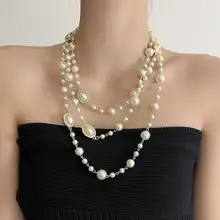 パールネックレス【レディース・ロング・重ね付け可能・ヴィンテージスタイル】