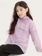 UPF50+対応 女の子用フード付き防晒ジャケット【夏用・子供用】