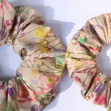 英国製コットンファブリックヘアゴム【春夏用・手作り・花飾り付き】
