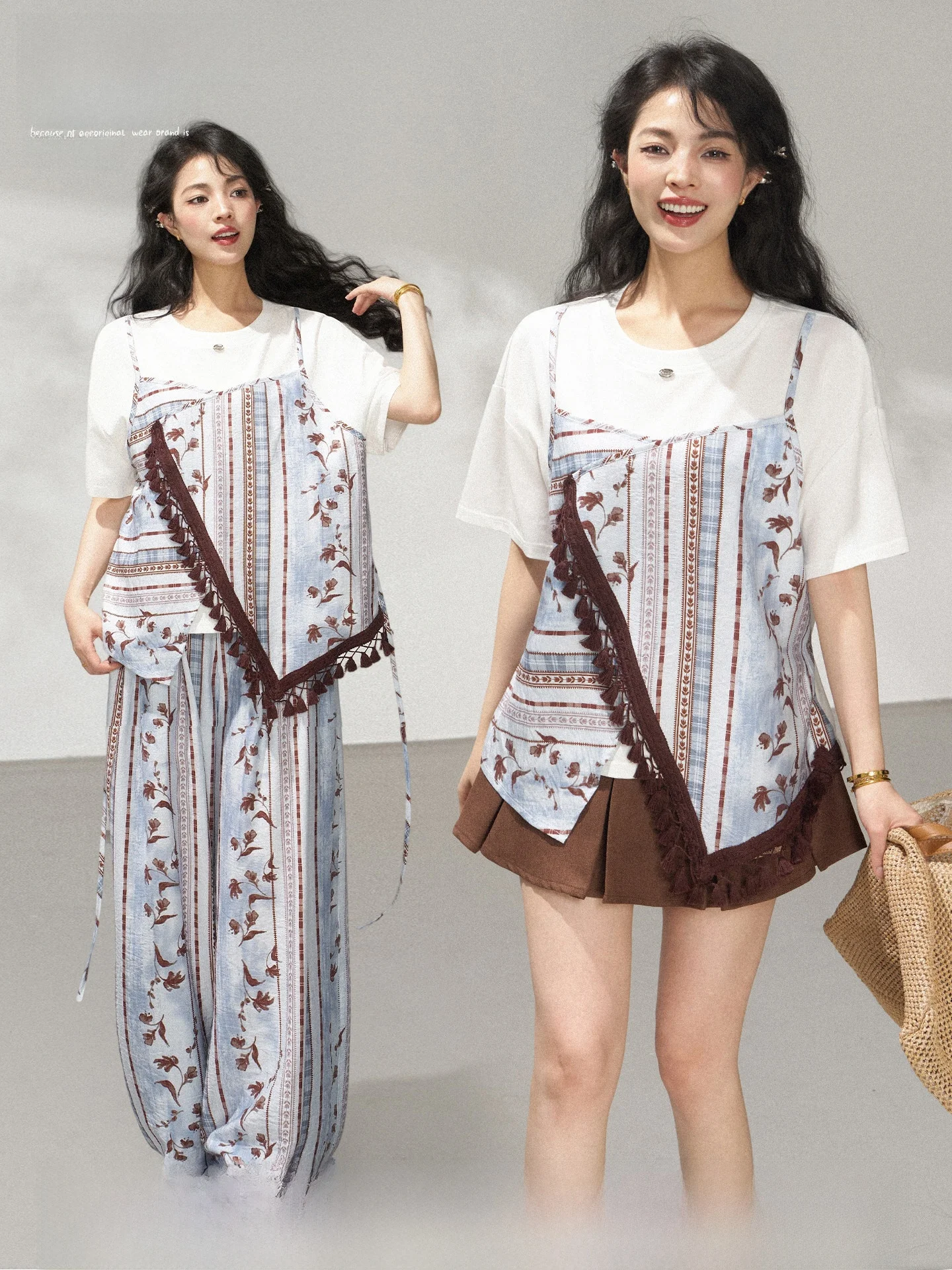ボヘミアン風半袖Tシャツ：夏のシンプルコーデに最適なレトロプリントアイテム