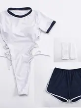 女性用泡温泉水着 三点セット【夏用・フルカラー・平角パンツ・お腹カバー】