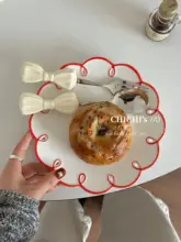 かわいいデザインの陶器製朝食プレート【穴あきデザイン・スイーツやケーキ用】