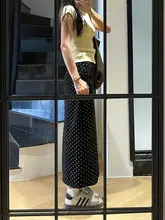 黒いドット柄のスーツ風膝下スカート【夏用・広がり型・大きいサイズ・体型カバー】（セットアップ対応）