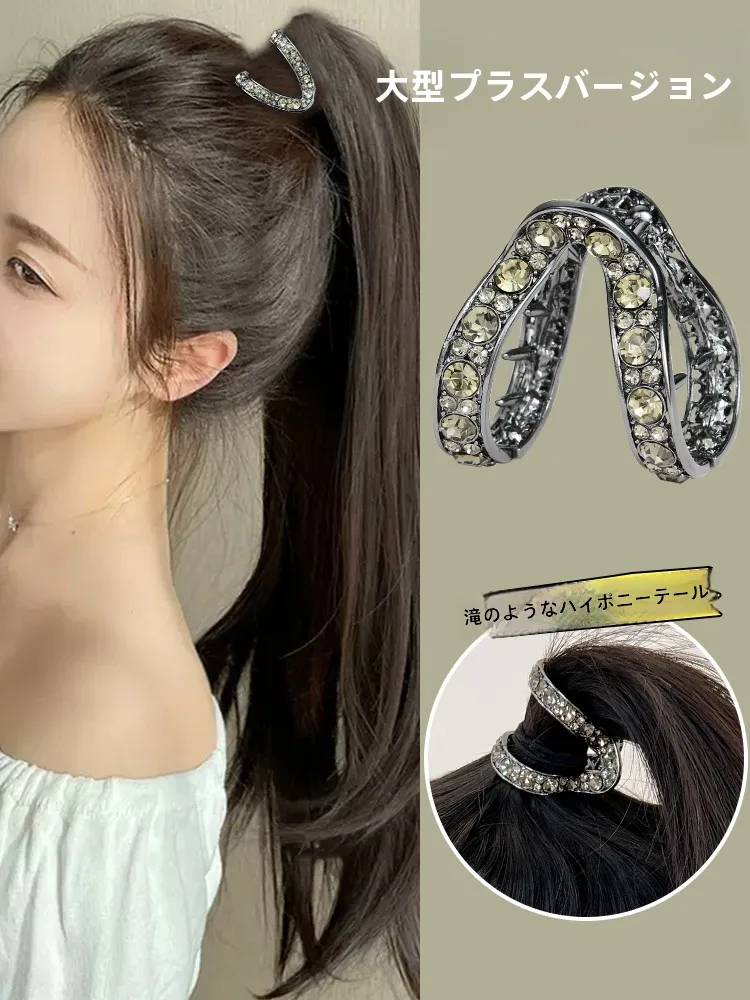 高馬尾用ヘアクリ  ップ：V型デザインで安定したポニーテールスタイルを実現