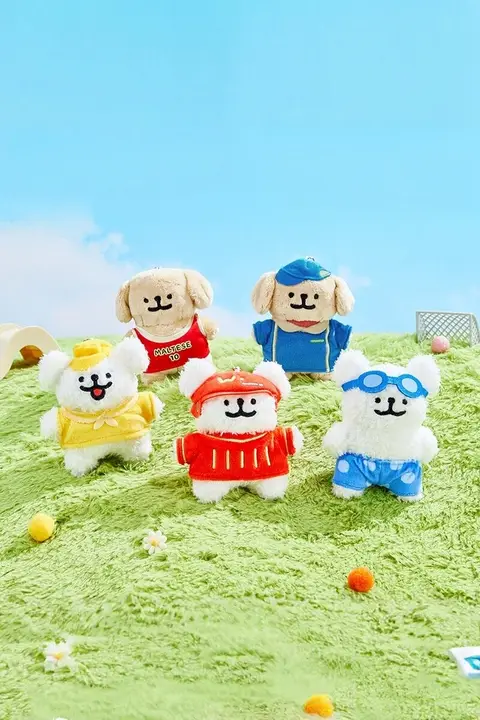 ライン子犬人形ペンダントぬいぐるみカップルキーホルダー