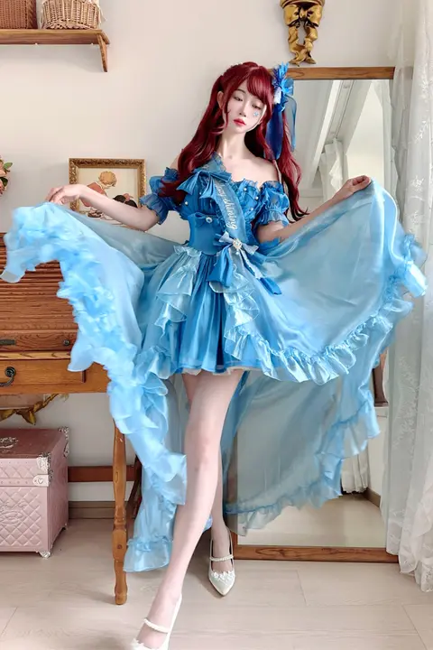 人魚姫デザインのロリータワンピース【華やかな夏の花嫁ドレス】