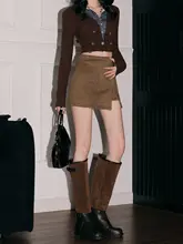 アメリカンサイアムスエードのスリット入りタイトスカート【春用・Aライン・美しいシルエット】（セットアップ対応）
