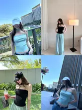 リブニットのハングカラーブラウス【薄手・氷絲・フィット感あり】