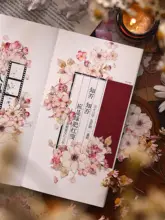 桃の花デザインの和紙PET手帳用デコレーションテープ【軽やかで復古風・大花模様】