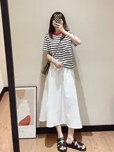 夏用 白色のAラインスカート【柔らかくてシワになりにくい・ウエストゴム・黒白無地・中丈】