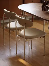 北欧風シンプルデザイン！ステンレス製防錆メタル真皮ソフトパッディングオフィスチェア【ダイニング用】