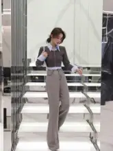 重ね着風長袖シャツ【女性用・秋冬向け・デザイン性あり・ショート丈】（セットアップ対応）