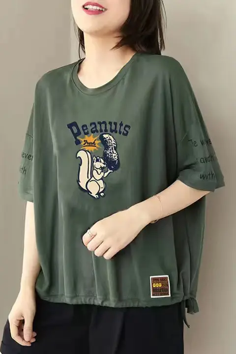 極上の柔らかさ コットン製 レディース 五分袖Tシャツ【ゆったりフィット・夏用】