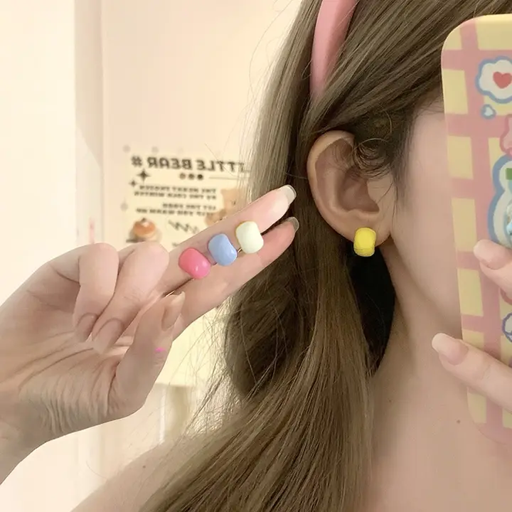 春夏向けカラフルなイヤリング【韓国風・ノンホールピアス・フルーツカラー】