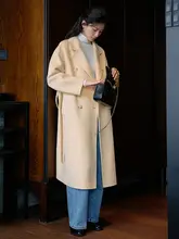 Jicouture ウール混二重仕立てのダブルブレストコート【秋冬用・ロング丈・フィット・小柄向け】