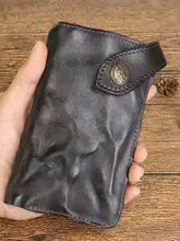 本革製 長財布【レトロなシワ加工・カード収納・シ  ンプルデザイン】