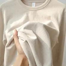 極上の柔らかさの無地丸首長袖Tシャツ【コットン素材・グレー・春用】