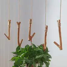 天然木製 吊り鍋フック【ハンガー型・植物用・吊るしデザイン】