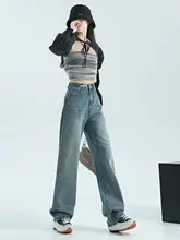 レディース ヴィンテージ風ワイドレッグデニムパンツ【ハイウエスト・ルーズフィット・おしゃれな着こな し】