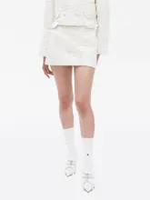 冬用 花柄刺繍スカート【デザイン性の高い】