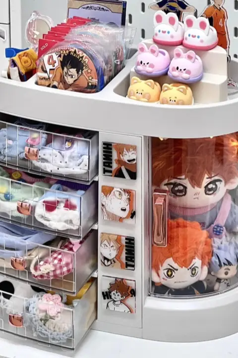 デスク用引き出し式コットン人形収納ボックス【透明・ホコリ防止・展示用】