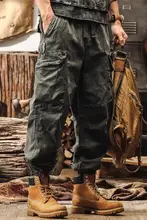 アメリカンビンテージスタイルのウォッシュドワークパンツ【秋用・ゆったりワイド・ドローストリング・カジュアル】