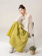透け感のあるレースの花柄ドロップショルダー長袖シャツ【淡いピンク・ランタン袖】