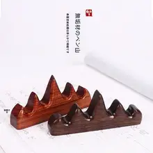 陶製 毛筆スタンド【黒檀木・竹製・書道用品・文房具・小型】