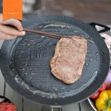 野外用 便利な丸型グリルプレート【麦飯石不粘コーティング・キャンプ用】
