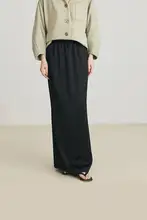 スカート レディース 二酢酸サテン シンプル エレガント ストレート スリット入り ロング ミモレ 秋
