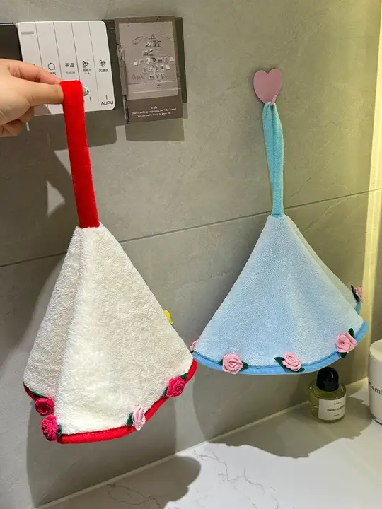 ローズデザインの速乾吸水手拭きタオル【家庭用・創意掛け式・厚手】
