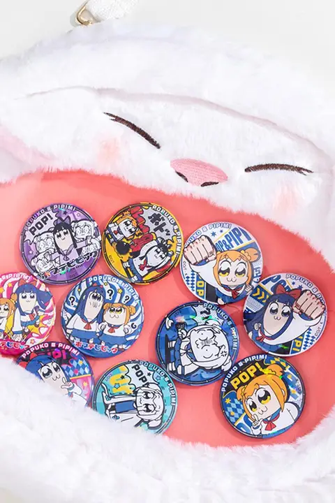 缶バッジ 丸型 ブリキ 公式ライセンス アニメグッズ コレクション 「ポプテピピック」