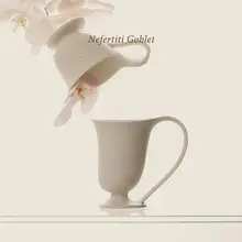 Suomuデザインの高足手作り陶器コーヒーカップ【ナチュラルスタイル・手作り】