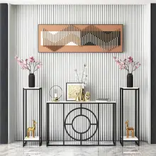 北欧風 シンプルデザイン 玄関テーブル【金色のアイアン製・装飾用・間仕切り・収納付き】