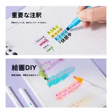 二頭式蛍光ペン【水彩タイプ・カラフル・にじまない・ノート作成用】