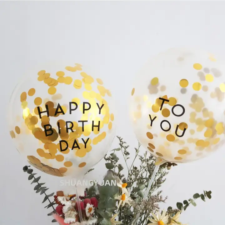 透明なラメ入り多彩な紙吹雪バルーン【誕生日パーティー装飾・一年記念・お祝い】