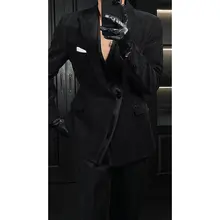 高級感あるダブルカラーのスリムフィットスーツ【感あるデザイン・パンツ付き】（セットアップ対応）