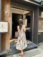 水墨風 無地ノースリーブワンピース【リゾートスタイル・スリムシルエット】