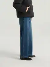 prefree レディース加フリースデニムパンツ【秋冬用・裏起毛・レトロブルー】