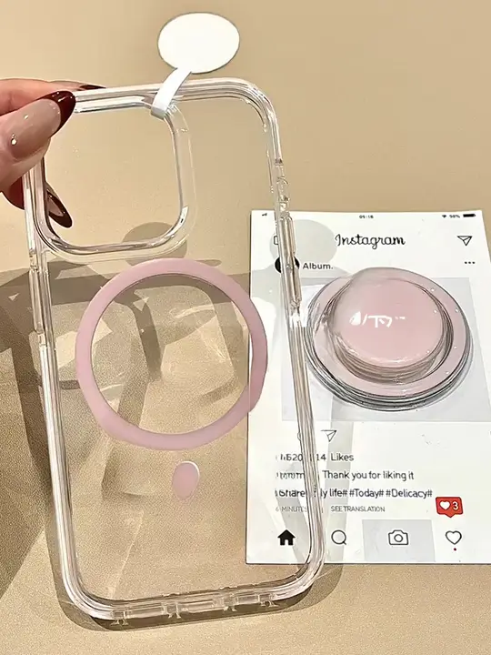 iPhone用 ジェリーケース【透明・マグネットスタンド・シンプルデザイン】