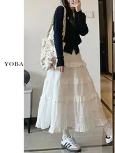 白色花柄レースのハーフスカート【秋用・Aライン・フレア・ミドル丈・大きいサイズ対応】
