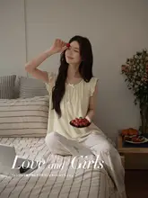 涼感モダール女性用パジャマ【夏用・タンクトップとパンツ・甘いデザイン】（セットアップ対応）