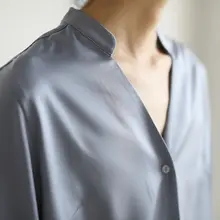 LIMONN レディース ロングスリーブシャツ【Vネック・レトロ・重ね着対応・通勤用】