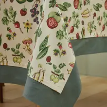 欧風デザインのコットンリネンテーブルクロス【手作り・明るい色合い・ナチュラルスタイル】